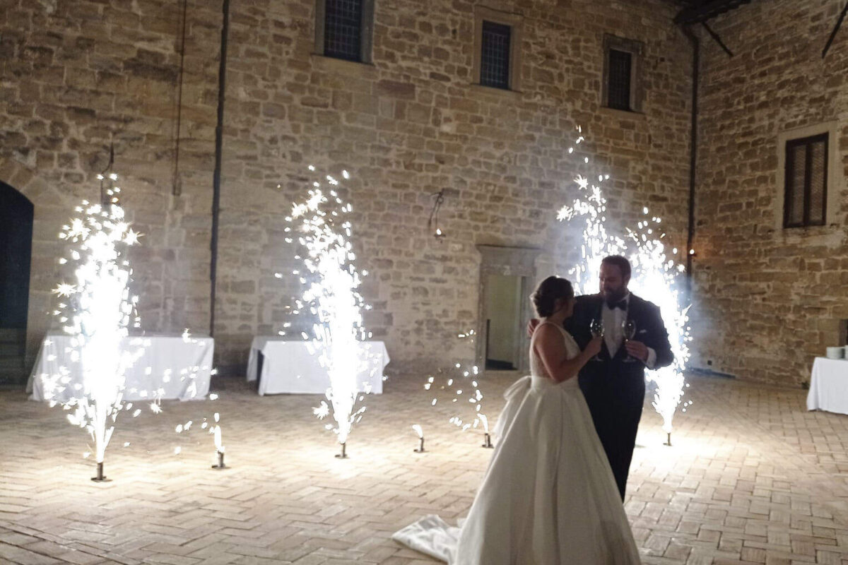 Fontane luminose scenografia eventi Rocca d'Ajello